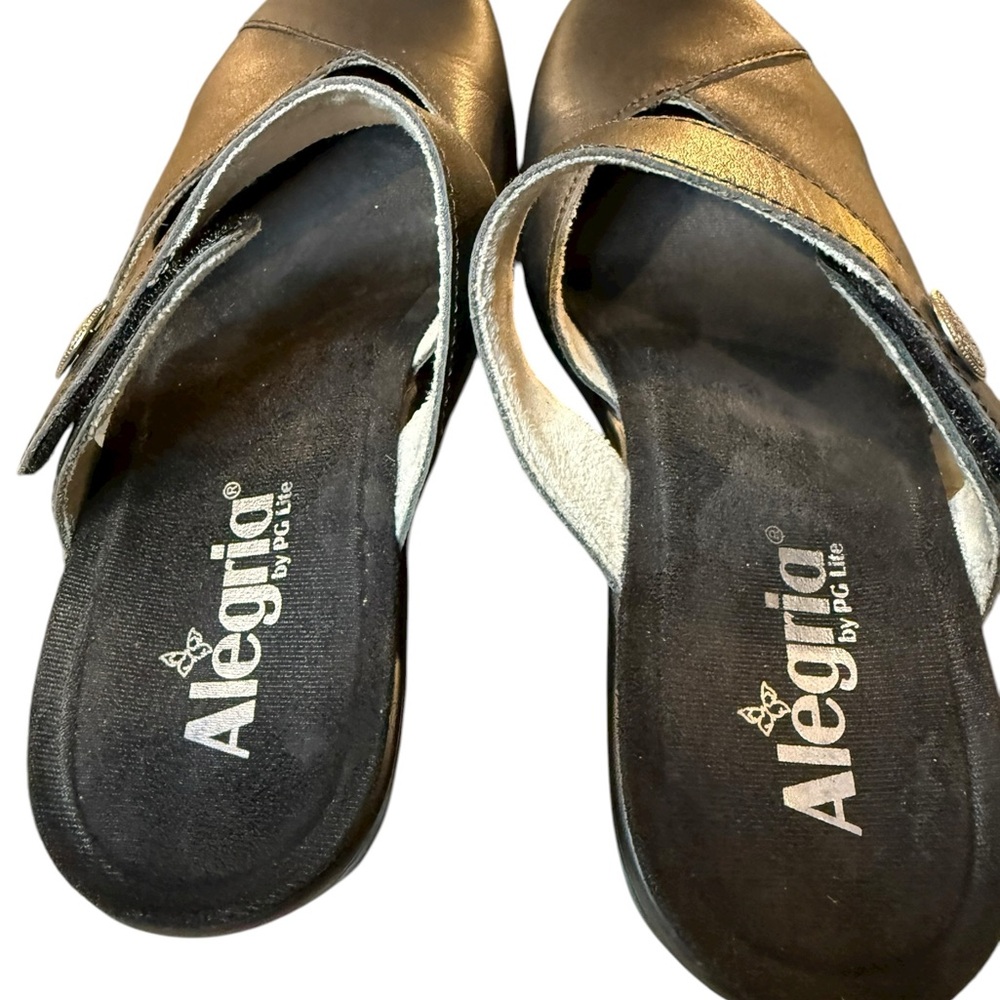 Alegria Black Leather Shoes Mules Non Marking Non-slip Clogs Size 38 US 8 - Picture 8 of 10